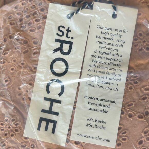 St. Roche Benedict Eyelet Midi Dress in Tan, Convertible Straps. Size 6. NWT! - Picture 9 of 12